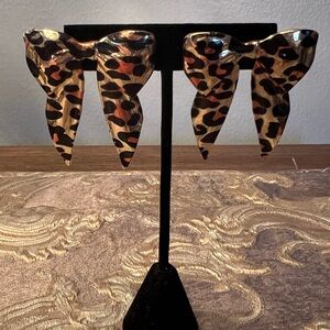 Leopard Print Bow Earrings